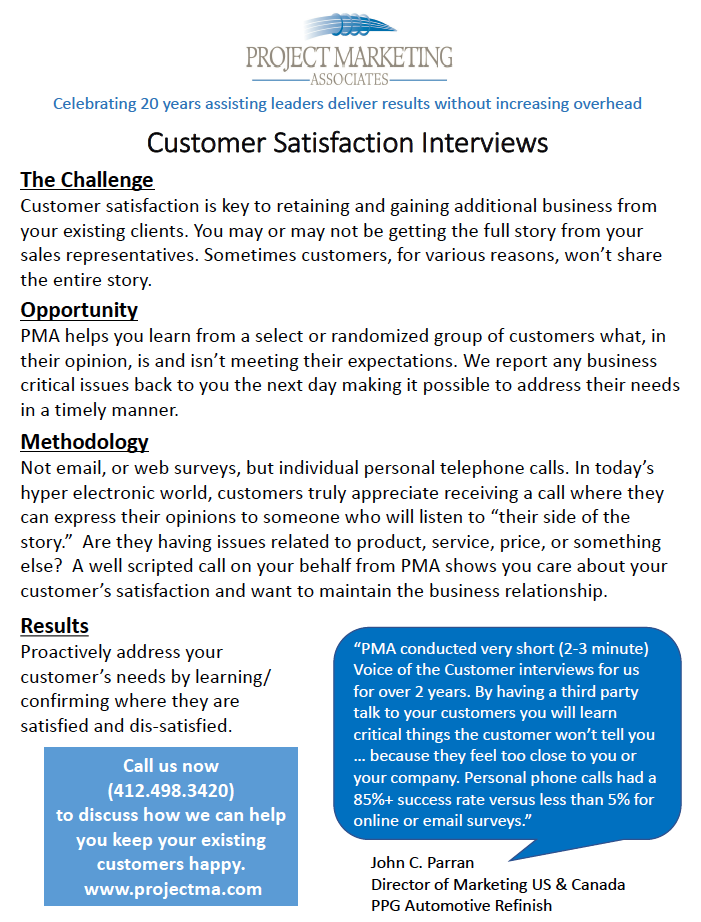 Customer satisfaction interviews