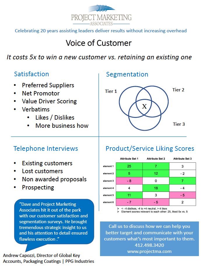Voice of customer challenges sell sheet