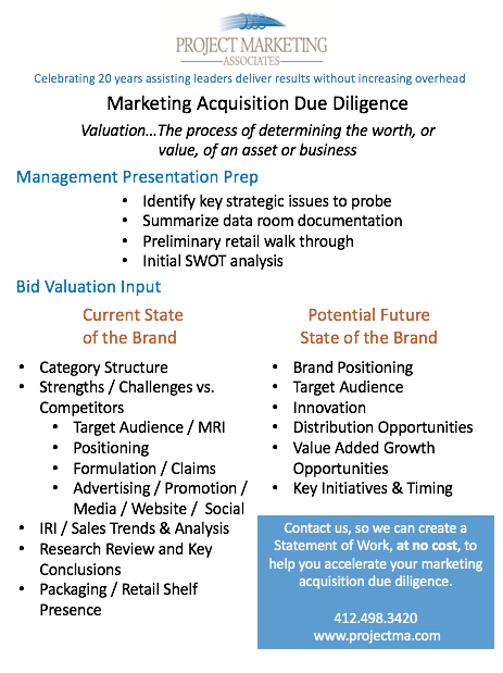 Marketing acquisition due diligence