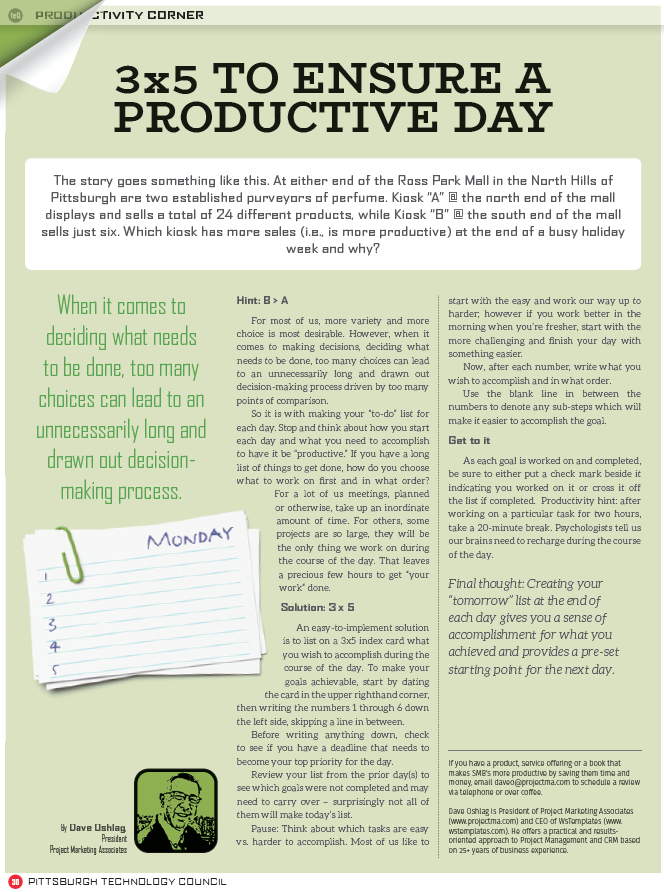 Daily list for a productive day
